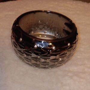 Chunky Silver and Black Textured Bracelet